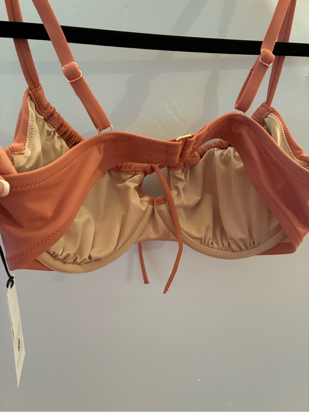 Women's Ruched Tie-Front Bikini Top - Rust - Picture 3 of 4
